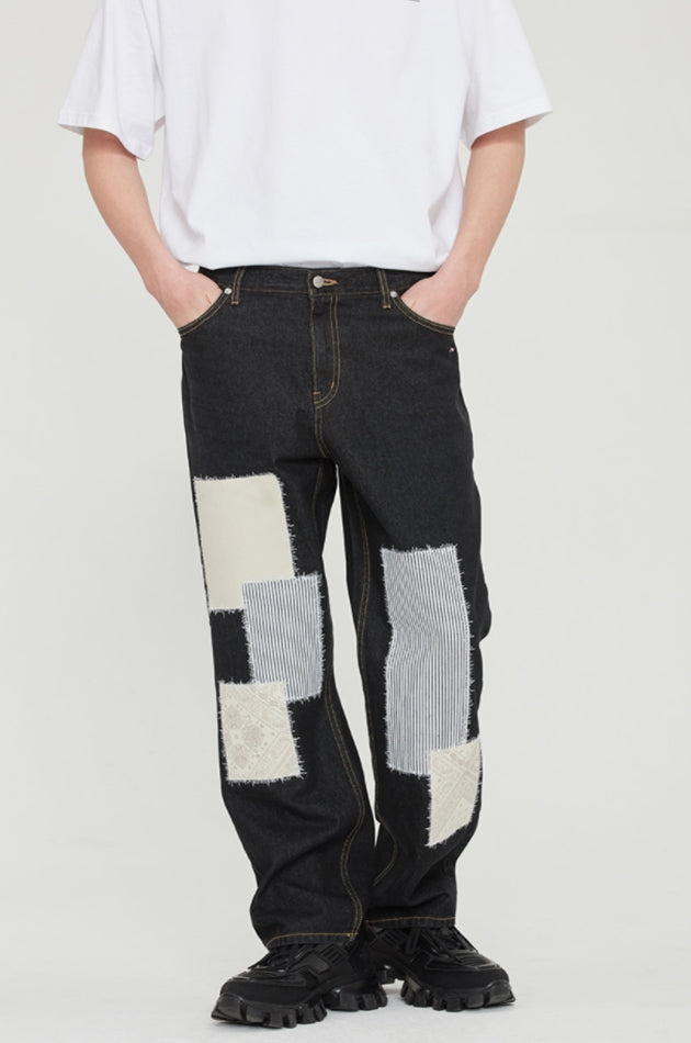 ロマンティッククラウン(ROMANTIC CROWN)  PAISLEY PATCHWORK DENIM_BLACK