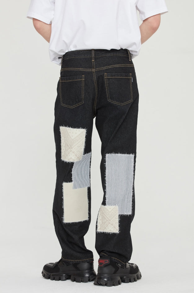 ロマンティッククラウン(ROMANTIC CROWN)  PAISLEY PATCHWORK DENIM_BLACK