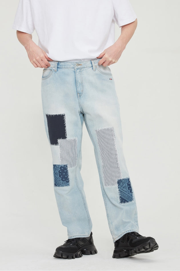 ロマンティッククラウン(ROMANTIC CROWN)  PAISLEY PATCHWORK DENIM_SKY BLUE