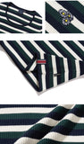 ロマンティッククラウン(ROMANTIC CROWN) WOMANS STRIPE RIBBED TEE_GREEN