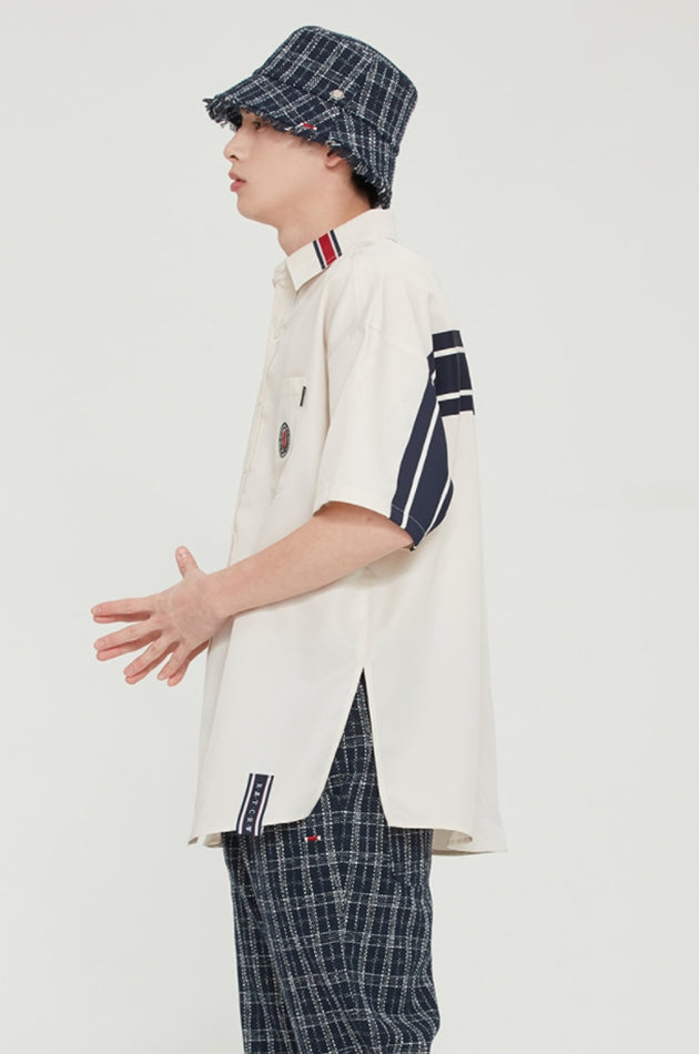 ロマンティッククラウン(ROMANTIC CROWN) BACK LINE HALF SHIRT_OATMEAL