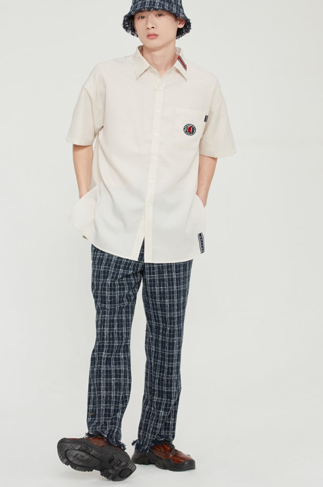 ロマンティッククラウン(ROMANTIC CROWN) BACK LINE HALF SHIRT_OATMEAL