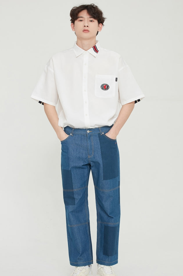 ロマンティッククラウン(ROMANTIC CROWN) BACK LINE HALF SHIRT_WHITE