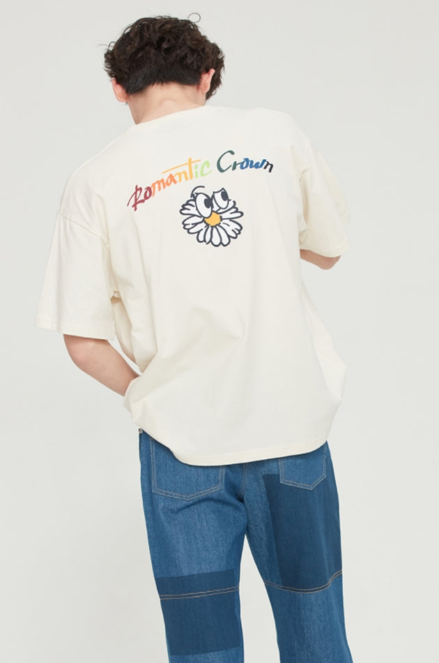 ロマンティッククラウン(ROMANTIC CROWN)   FLOWER FACE LOGO TEE_OATMEAL