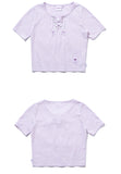 TARGETTO(ターゲット) EYELET CROP TEE SHIRT_MELANGE LIGHT PURPLE