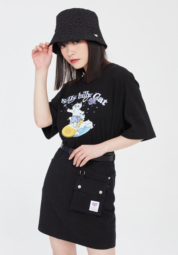 TARGETTO(ターゲット) SURFING CAT TEE SHIRT_BLACK