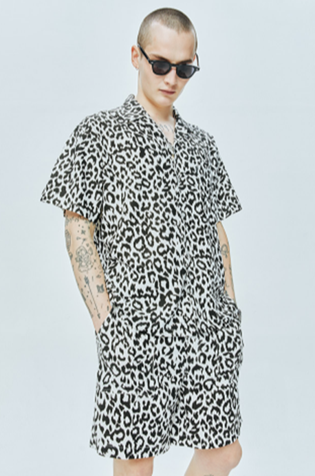 セイントペイン(SAINTPAIN)  SP LOOSE FIT LEOPARD LINEN SHIRTS-WHITE