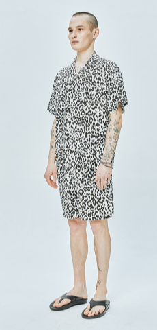 セイントペイン(SAINTPAIN)  SP LOOSE FIT LEOPARD LINEN SHIRTS-WHITE