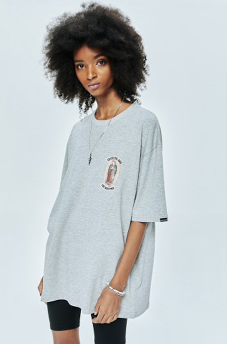 セイントペイン(SAINTPAIN) SP OUR LADY OF GUADALUPE T- MELANGE GRAY