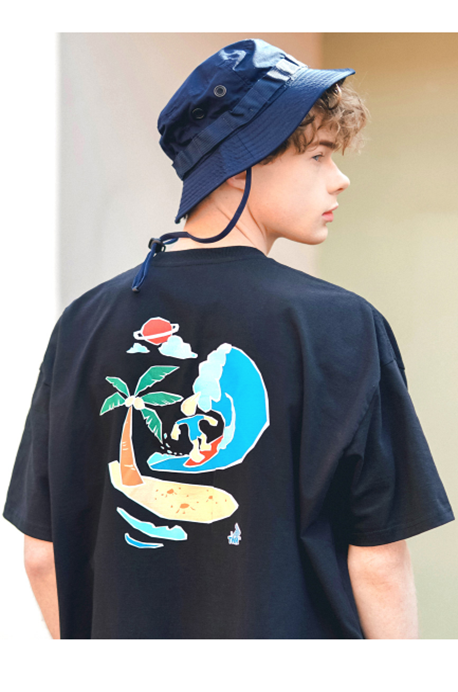 ティーダブリューエヌ(TWN) Paper surfer short-sleeved black STST3381