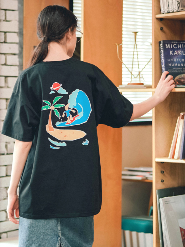 ティーダブリューエヌ(TWN) Paper surfer short-sleeved black STST3381