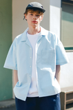 ティーダブリューエヌ(TWN) Summer Cotton Short-sleeved Shirt Light Blue SHSS3366