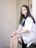 ティーダブリューエヌ(TWN) Tie layered short-sleeved white LMST3370