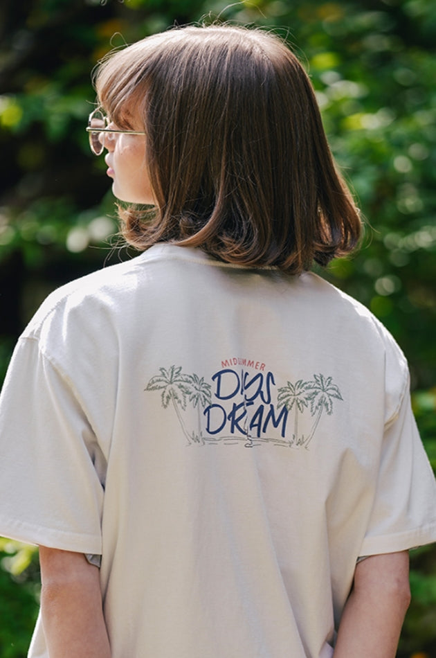 ダブルユーブイプロジェクト(WV PROJECT) Palm tree short-sleeved T-shirt Ivory JIST7503