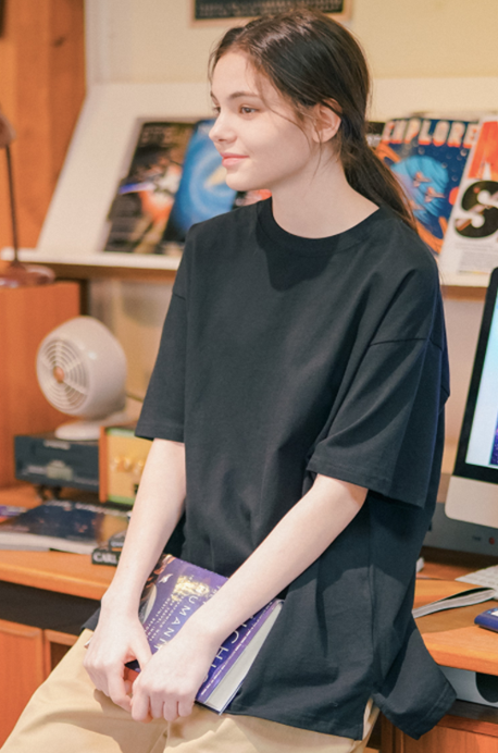 ティーダブリューエヌ(TWN) Tight layered short-sleeved black LMST3370