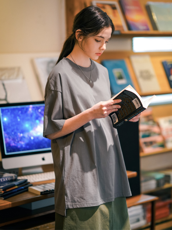 ティーダブリューエヌ(TWN) Tiedy Layered Short-Sleeved Deep Gray LMST3370