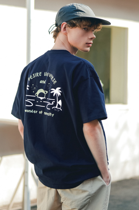 ティーダブリューエヌ(TWN) Noble T-shirt Short-Sleeved Navy SHST3375