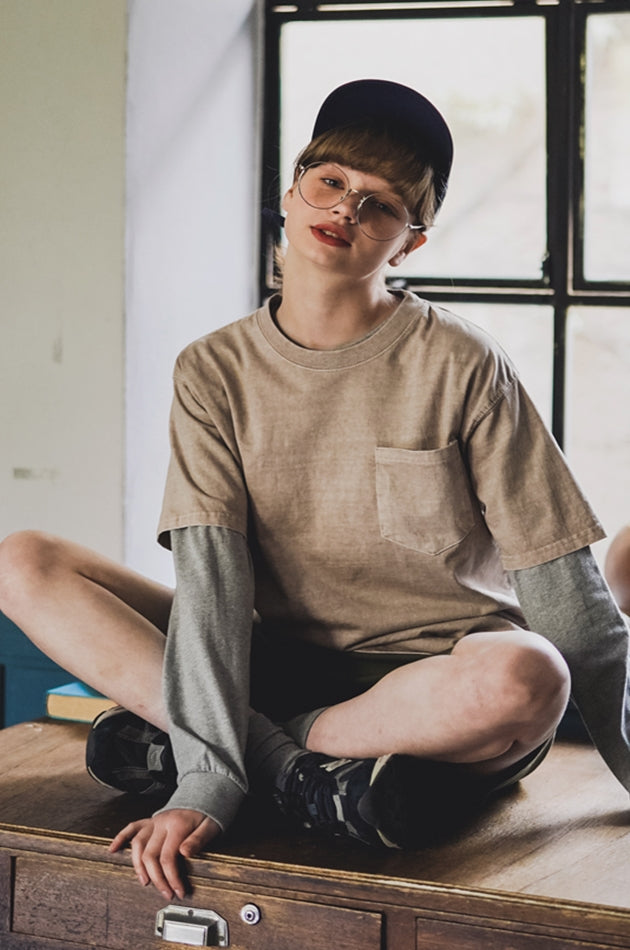 ダブルユーブイプロジェクト(WV PROJECT) Penta Pocket Pigment Short Sleeve T-Shirt Beige MJST7502