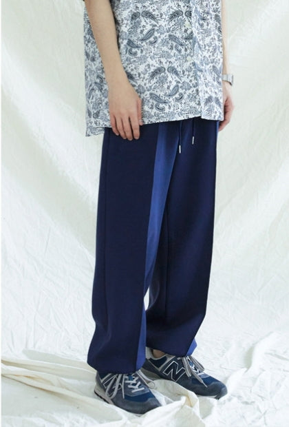 KND(ケイエンド) FRONT SEAM 2WAY WIDE SWEAT PANTS NAVY