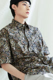 KND(ケイエンド) COMPLEX BYZANTINE PAISLEY 1/2 SHIRT BROWN