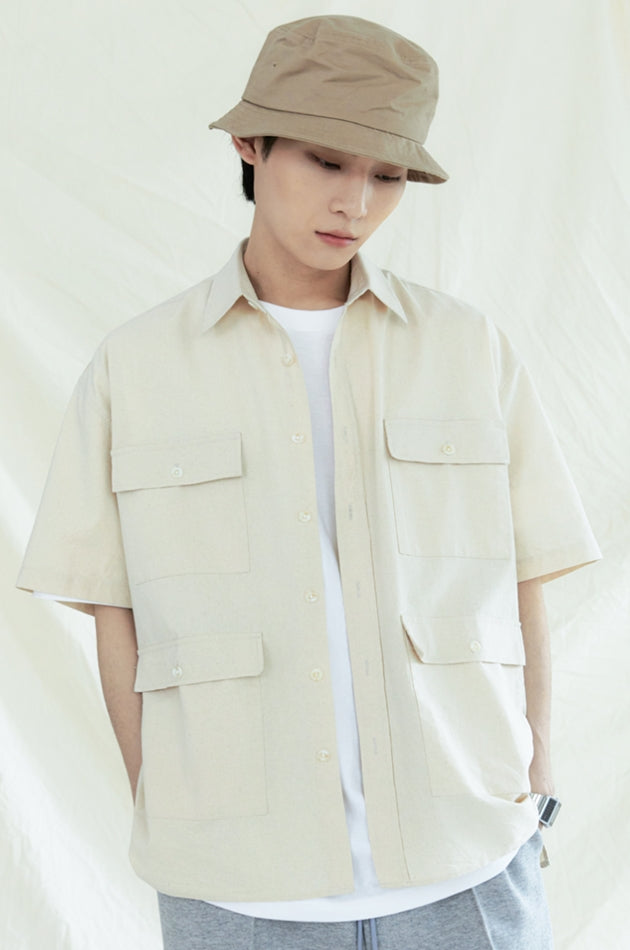 KND(ケイエンド) 4POCKET BDU COTTON 1/2 SHIRT OATMEAL