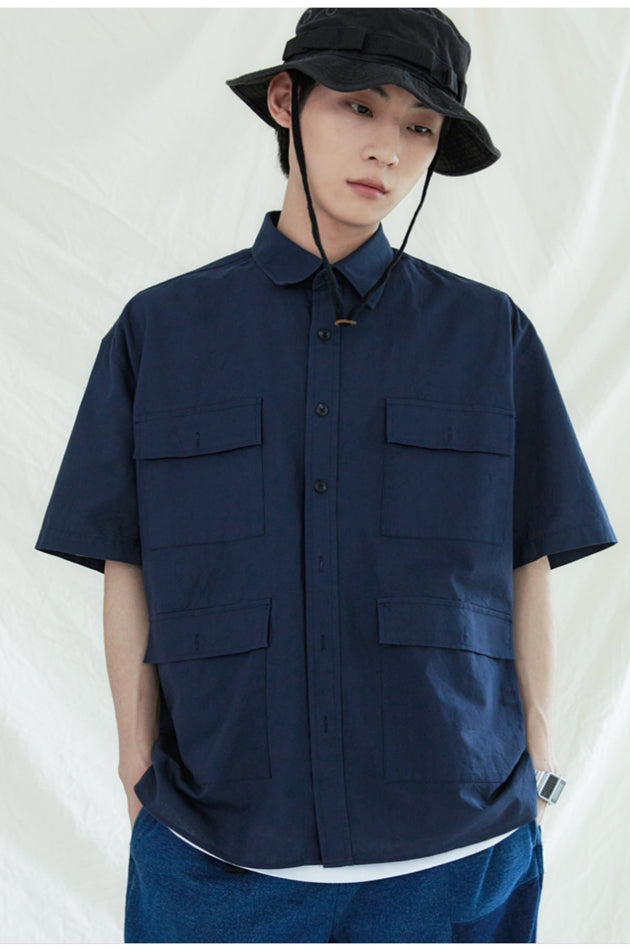 KND(ケイエンド) 4POCKET BDU COTTON 1/2 SHIRT NAVY