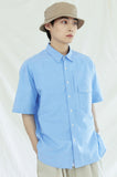 KND(ケイエンド) UTILITY CURVED POCKET OXFORD 1/2 SHIRT SKYBLUE
