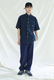 KND(ケイエンド) UTILITY CURVED POCKET OXFORD 1/2 SHIRT NAVY