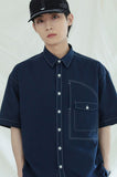 KND(ケイエンド) UTILITY CURVED POCKET OXFORD 1/2 SHIRT NAVY