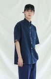 KND(ケイエンド) UTILITY CURVED POCKET OXFORD 1/2 SHIRT NAVY