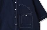 KND(ケイエンド) UTILITY CURVED POCKET OXFORD 1/2 SHIRT NAVY