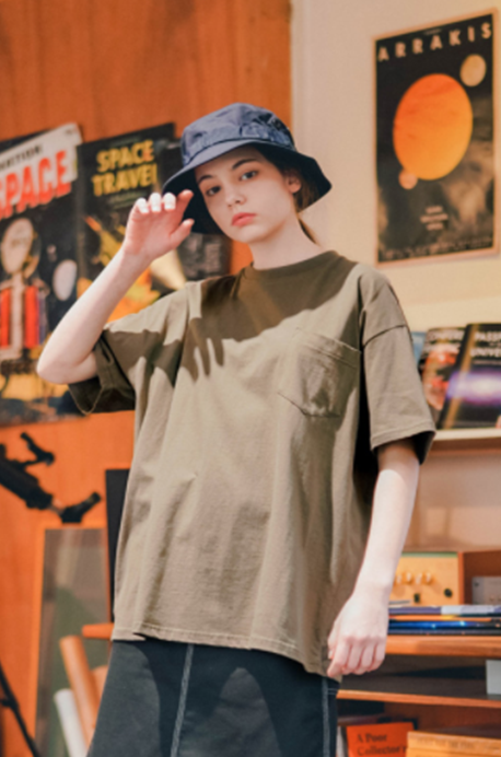 ティーダブリューエヌ(TWN) Odd Wide Short-Sleeved Khaki JEST3372