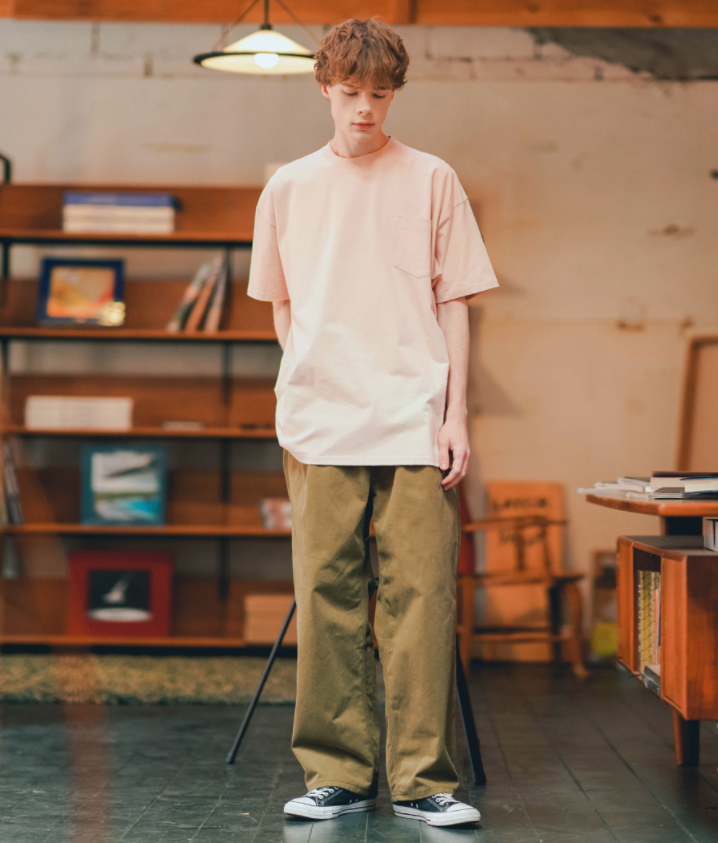 ティーダブリューエヌ(TWN) Odd Wide Short-Sleeved Light Beige JEST3372