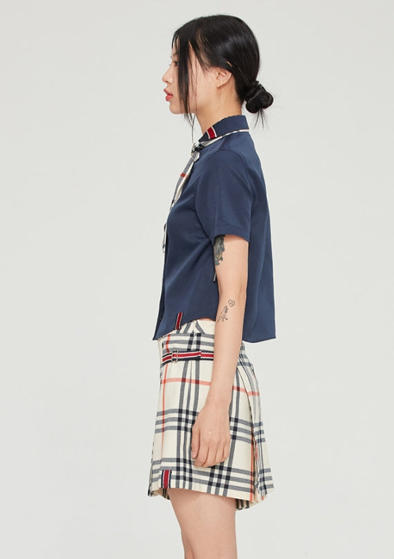 ロマンティッククラウン(ROMANTIC CROWN)   CRAVATE ROUND COLLAR SHIRT_NAVY