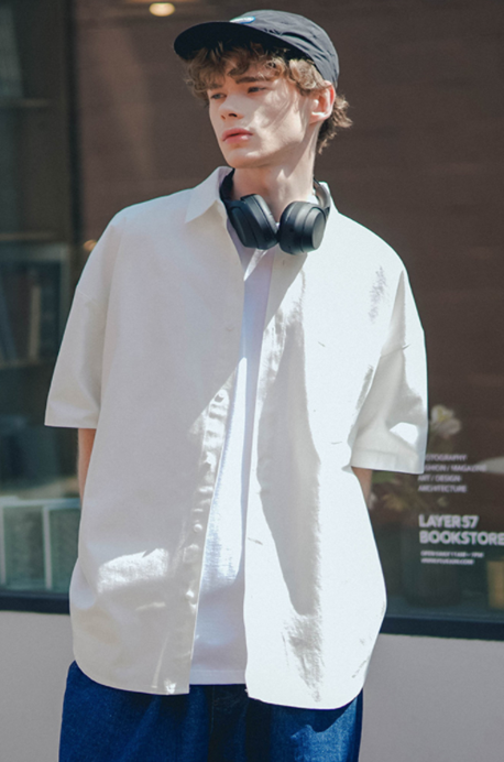 ティーダブリューエヌ(TWN) Body Short-sleeved Shirt White JESS3367