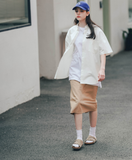 ティーダブリューエヌ(TWN) Body Short-sleeved Shirt White JESS3367