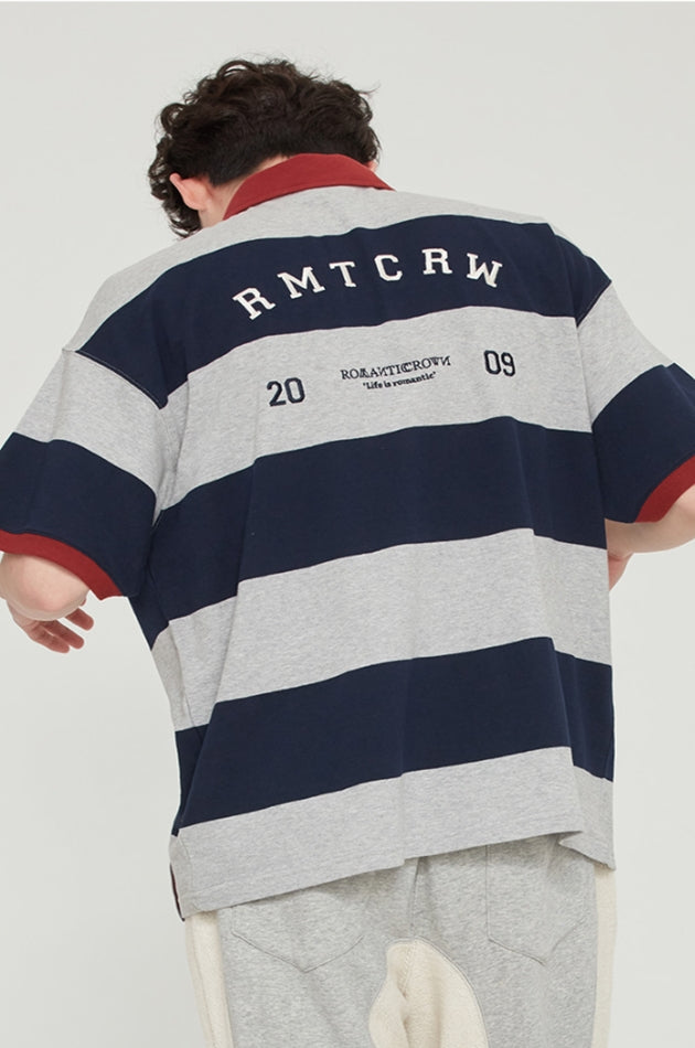 ロマンティッククラウン(ROMANTIC CROWN)  RMTC CLUB STRIPE POLO_GREY