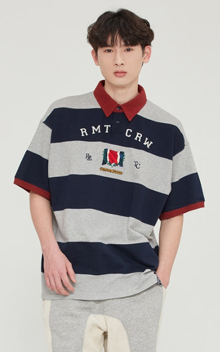 ロマンティッククラウン(ROMANTIC CROWN)  RMTC CLUB STRIPE POLO_GREY