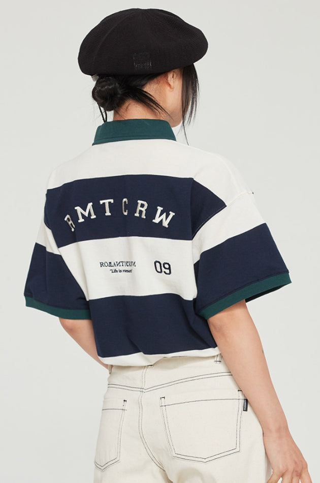 ロマンティッククラウン(ROMANTIC CROWN)  RMTC CLUB STRIPE POLO_NAVY