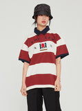 ロマンティッククラウン(ROMANTIC CROWN)  RMTC CLUB STRIPE POLO_BURGUNDY