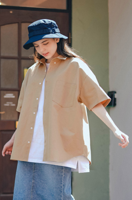 ティーダブリューエヌ(TWN) Body short-sleeved shirt Beige JESS3367