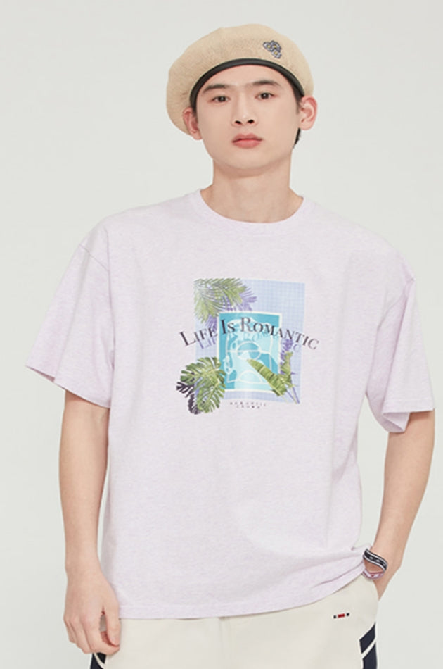 ロマンティッククラウン(ROMANTIC CROWN)  TROPICAL POOL TEE_MELANGE LIGHT PURPLE