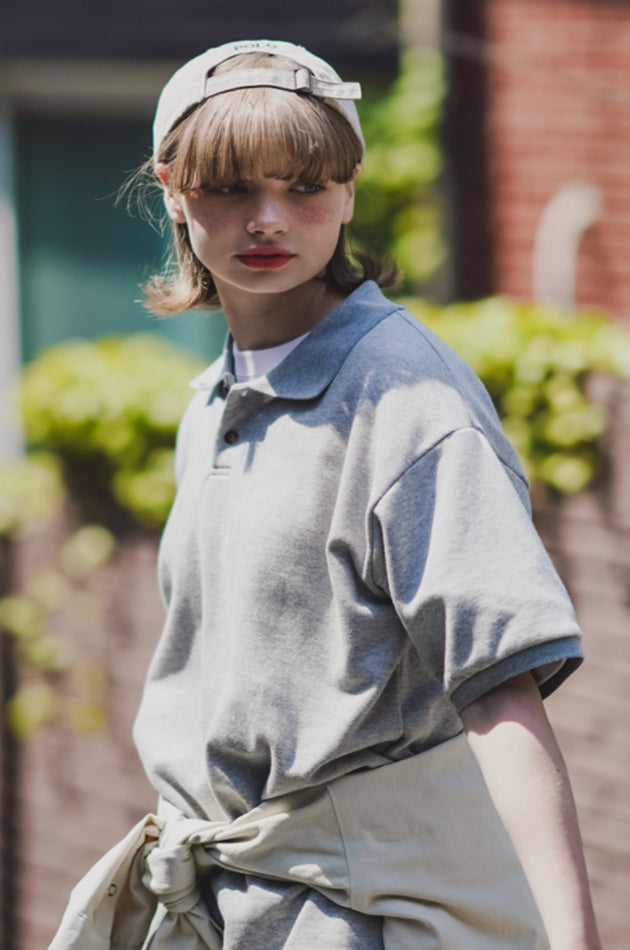 ダブルユーブイプロジェクト(WV PROJECT) Mini Collar Short-Sleeved T-shirt Grey MJST7497