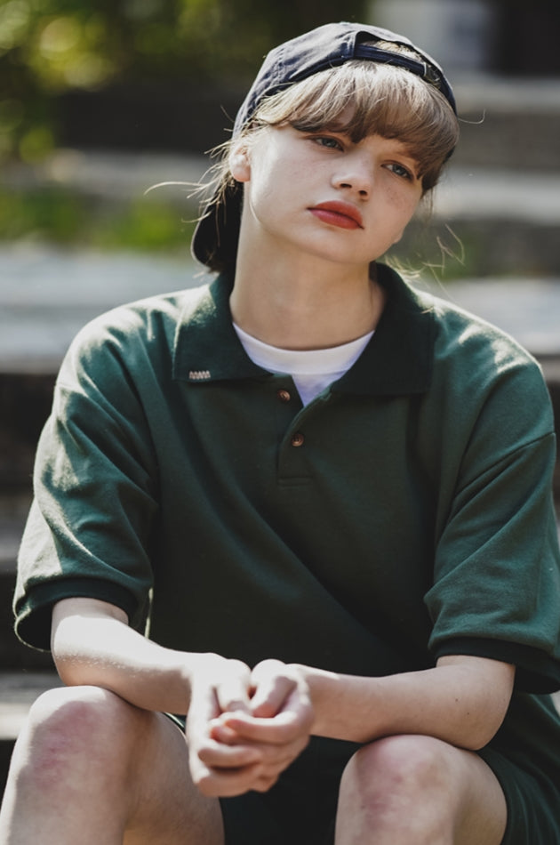 ダブルユーブイプロジェクト(WV PROJECT) Mini Collar Short-Sleeved T-shirt Green MJST7497