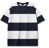 ダブルユーブイプロジェクト(WV PROJECT) Mid-Summer Stripe Short-Sleeved T-Shirt Navy JIST7508