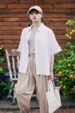 ダブルユーブイプロジェクト(WV PROJECT) Ritz Stripe Short-Sleeved Shirt Ivory MJSS7506