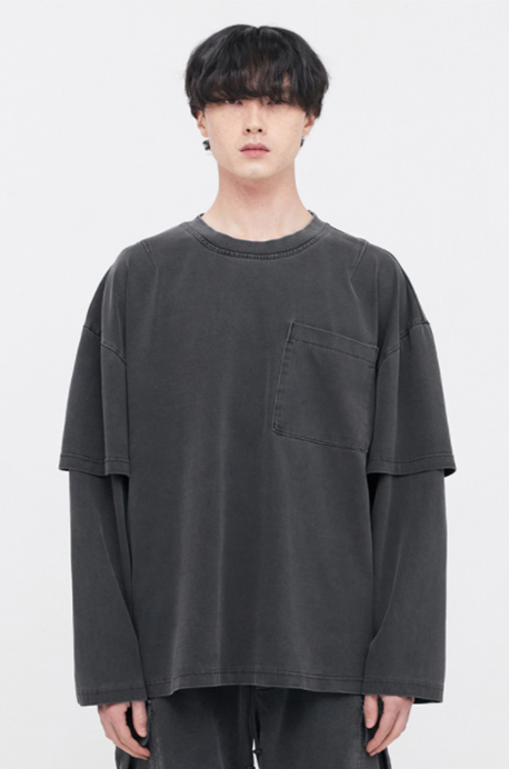 ディープリーク(DPRIQUE) LAYERED T-SHIRT - WASHED BLACK