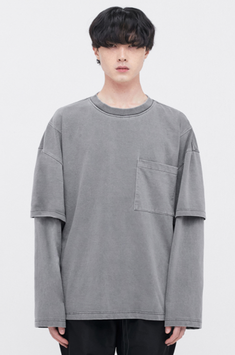 ディープリーク(DPRIQUE) LAYERED T-SHIRT - WASHED GREY