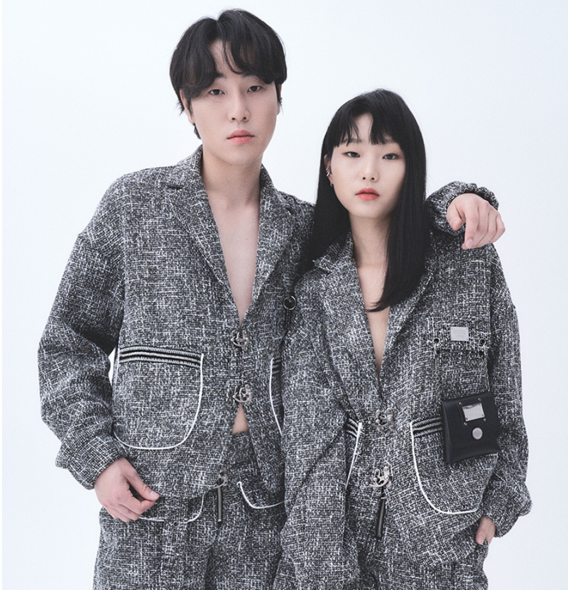 オージーオーディー(OZOD) TWEED DROP BLAZER_BLACK