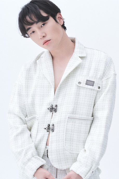 オージーオーディー(OZOD) TWEED DROP BLAZER_WHITE